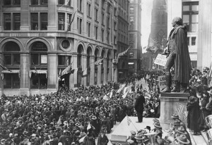 An Armistice Day parade in New York, 1918.