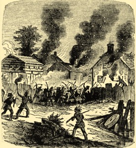 The siege of Brookfield, Massachusetts, during King Philip's War.