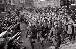 The German army marches into Czechoslovakia