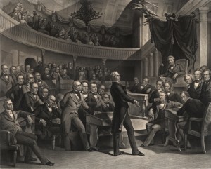 Henry Clay makes a speech to the Senate, 1850.